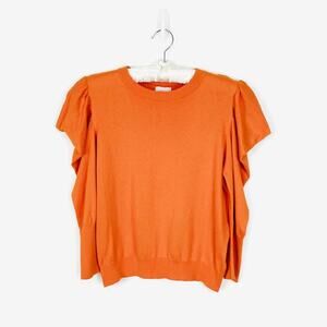 MISA Los Angeles Gutrhie Knit Top Small Orange Cotton Blend